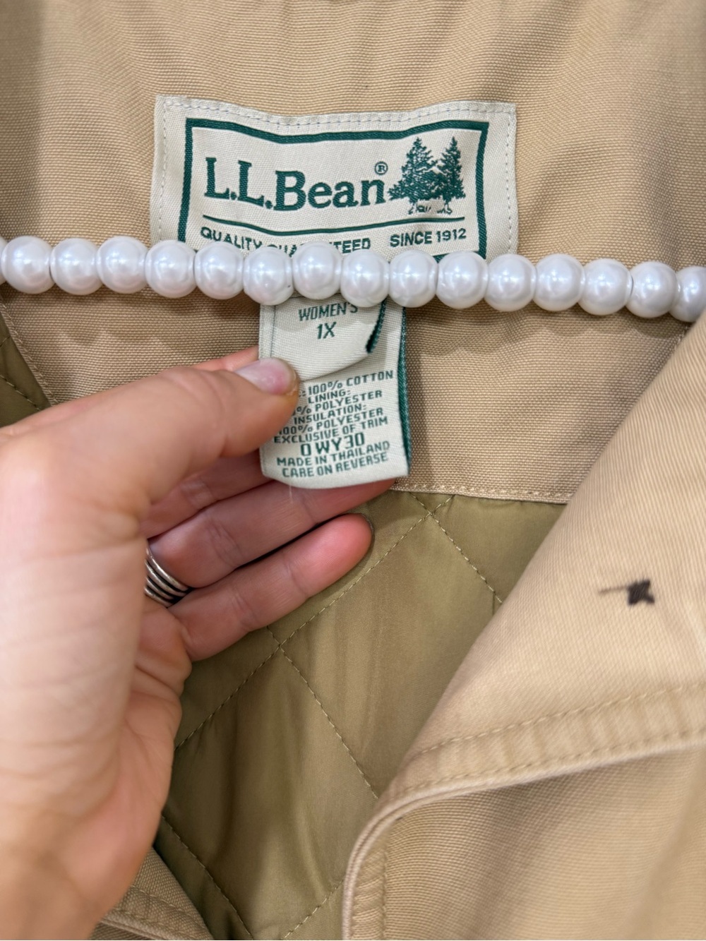 L.L.Bean Barn Coat Womens 1X Corduroy Collar Quilted Lined Thinsulate - Picture 5 of 11